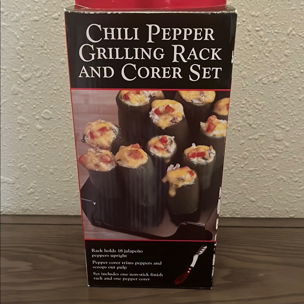 Chili Pepper Grilling Rack and Corer Set - Black